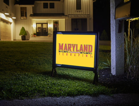 Maryland Terrapins Wordmark Yellow Lumilawn Sign