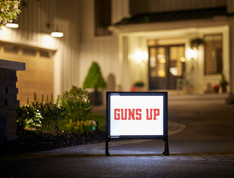 Texas Tech Guns Up White Lumilawn Sign