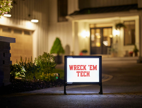 Texas Tech Wreck Em White Lumilawn Sign