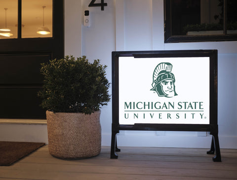 Michigan State Institutional Mark White Lumilawn Sign