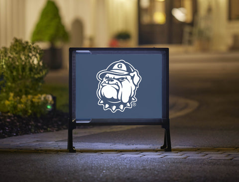 Georgetown Bulldog White Mascot Blue Lumilawn Sign