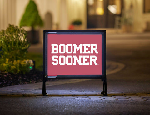 Oklahoma Boomer Sooner Wordmark Crimson Lumilawn Sign