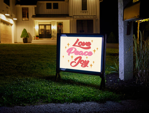 Love, Peace, Joy Yard Sign